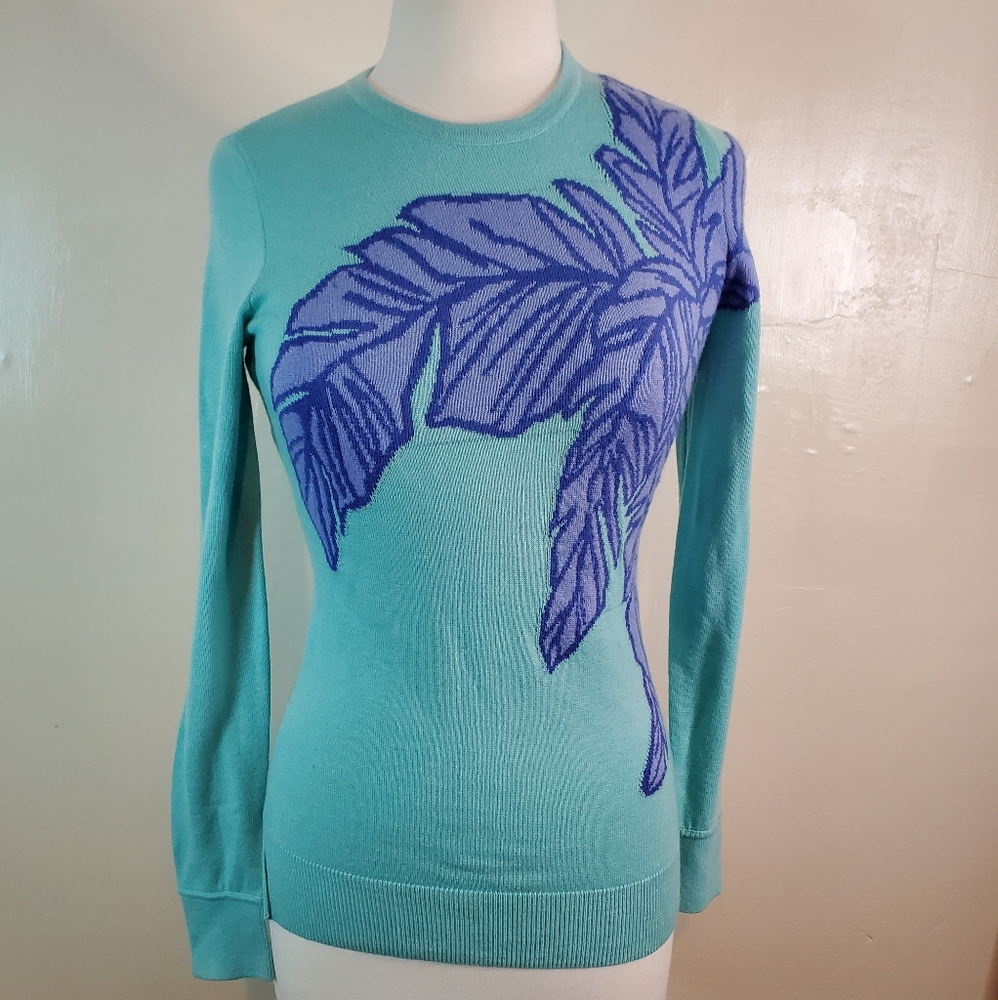 Lilly Pulitzer Sweater Teal Flower Size XS